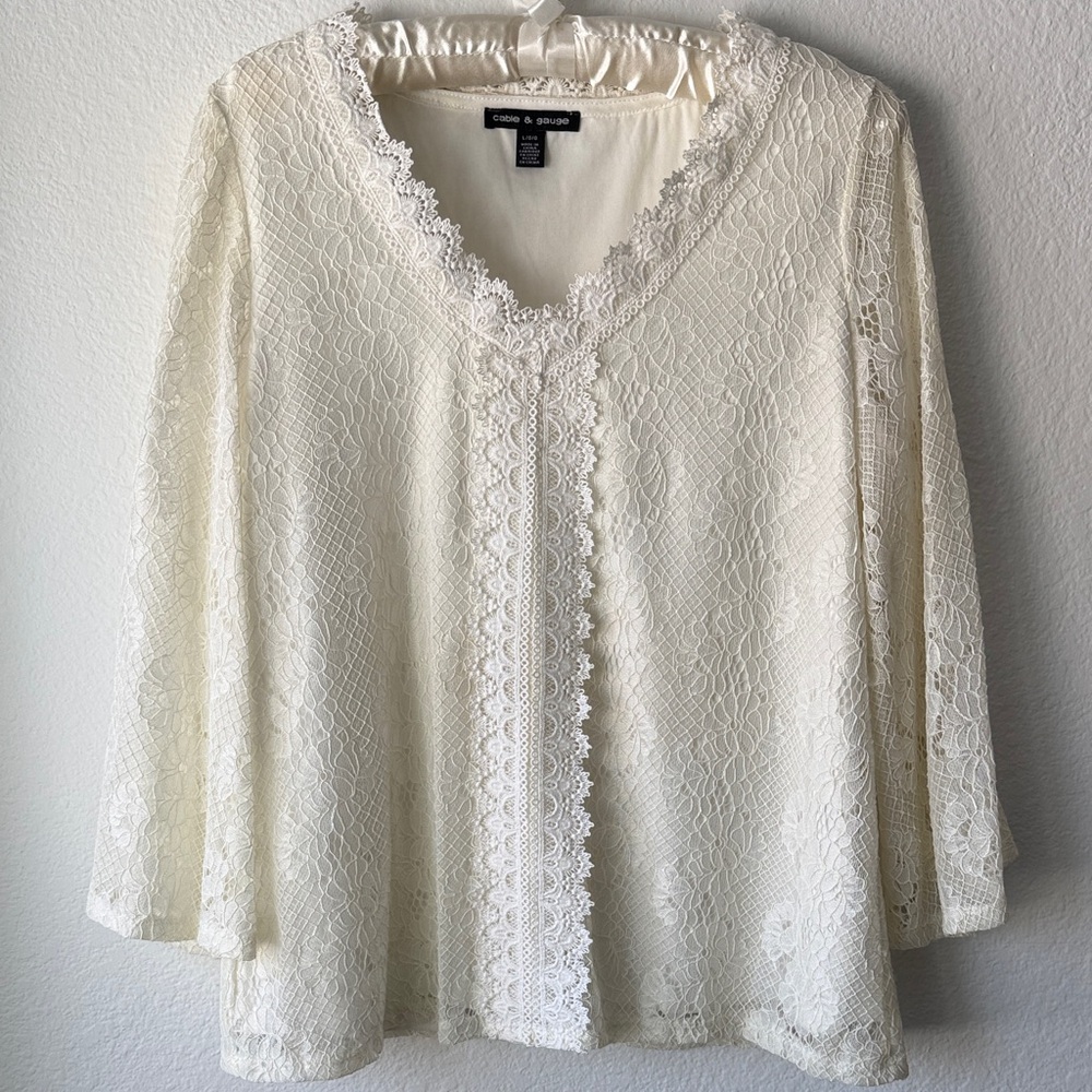 Cable & Gauge Cream Lace Blouse